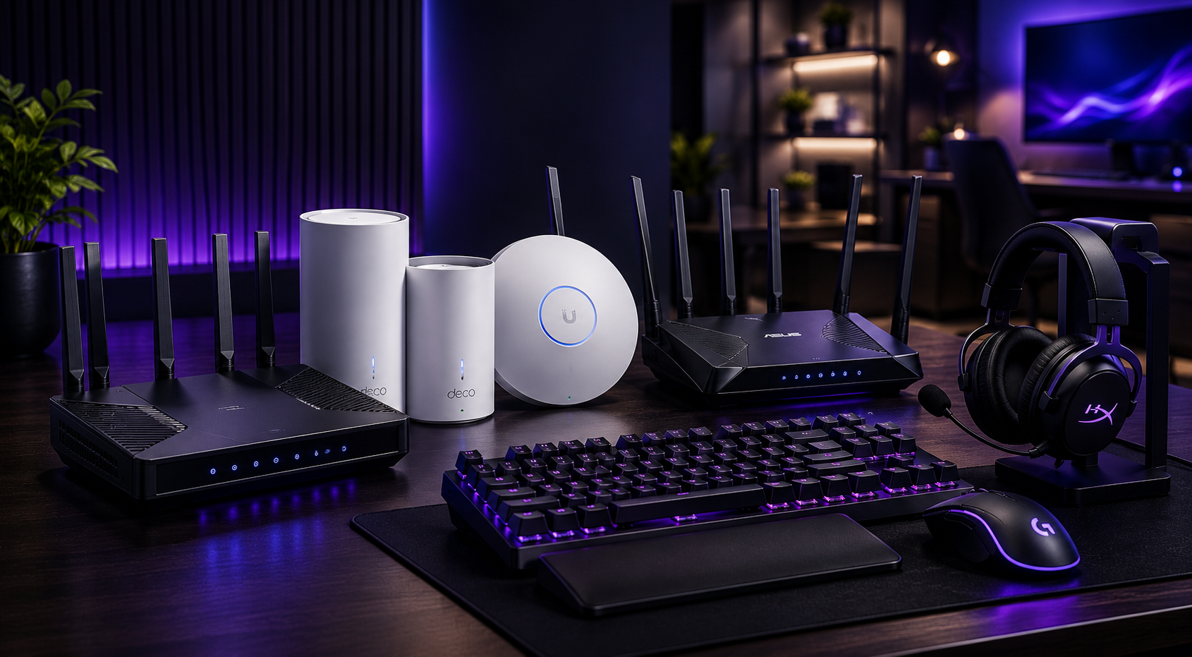 Produtos para setup, iluminação e acessórios em destaque